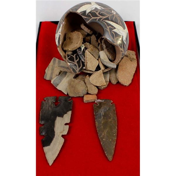 Contempary Knapped Knife & Spear Head w/ Sherds