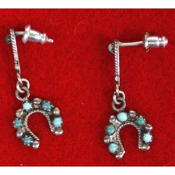Zuni Sterling Turquoise Horse Shoe Earrings