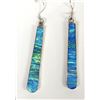 Image 1 : Sterling Silver & Lab Opal Pierced Earrings