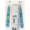Image 5 : Sterling Silver & Lab Opal Pierced Earrings