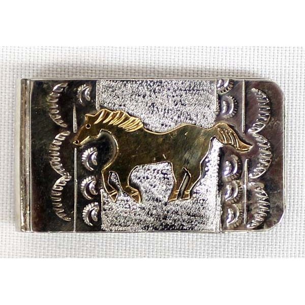 1/20 12 Kt Gold Filled Horse on SSilver Money Clip