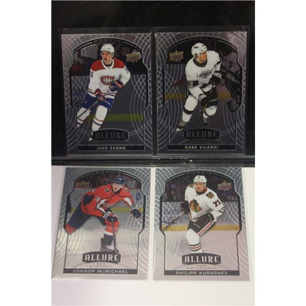 20-21 UD ALLURE LOT OF 4 BASE ROOKIES MCMICHAEL EVANS VILARDI KURASHEV