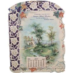 1907 Die Cut Calendar - Thos. Duffy, Portland Oregon
