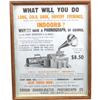 Image 1 : Edison Phonograph Framed Ad 11-3/4" X 14-3/4"