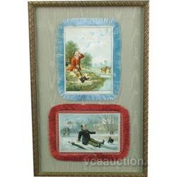 2 Framed Christmas Cards With Fringe 11-1/4" X 17-1/4"