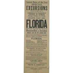 Broadside From Railroads Promoting Florida 12"X 34-3/4"