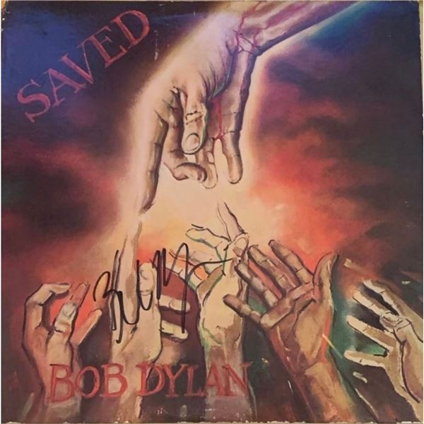 Signed  Bob Dylan Saved Album Cover