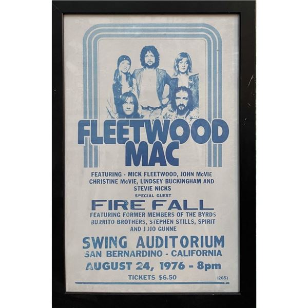 Framed Fleetwood Mac Concert Poster, August 24, 1976