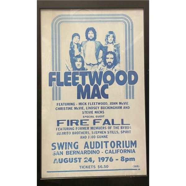 Framed Fleetwood Mac Concert Poster, August 24, 1976