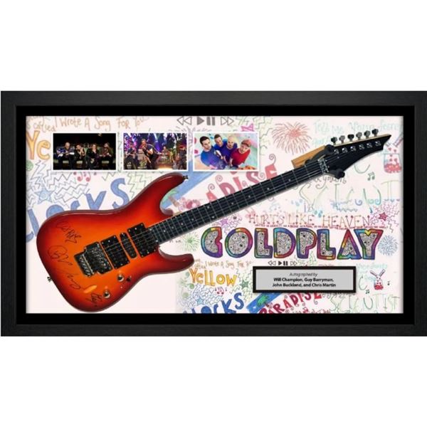 Signed and Custom Framed Coldplay Guitar