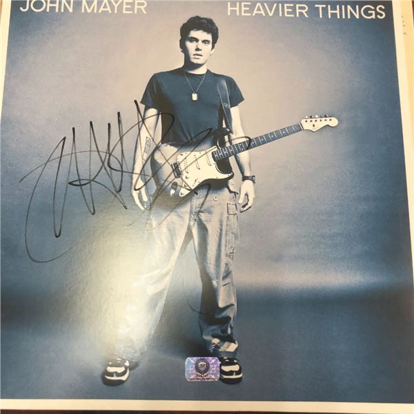 Signed John Mayer Heavier Things Album Cover