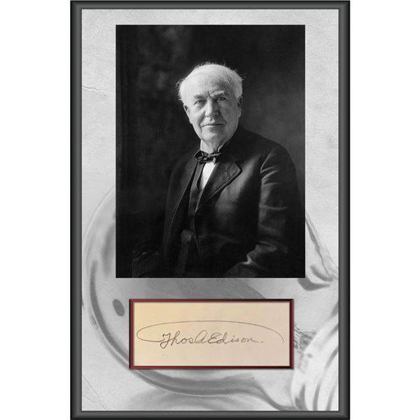 Signed Thomas Edison Signature Cut Display