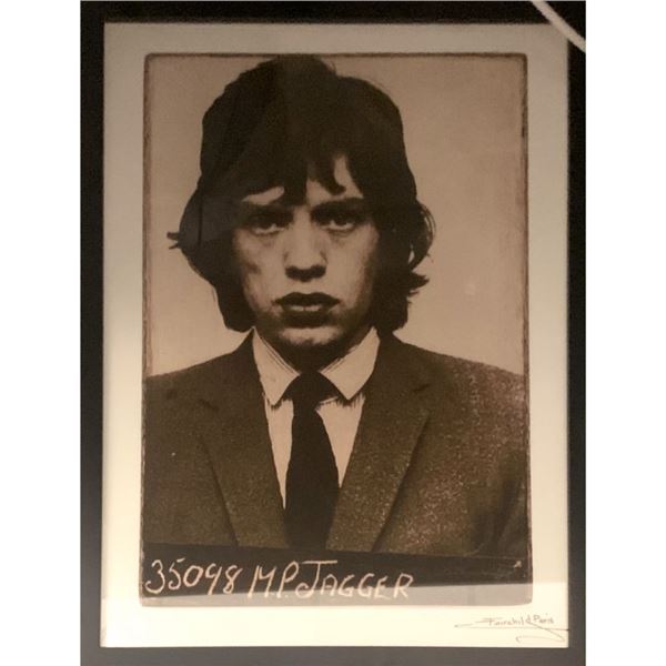 Framed Limited Edition Mick Jagger Mugshot Fairchild Print