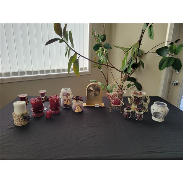 Assorted Candles & Quartz Clock