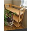Image 5 : Wood Shelf 3.5' Tall with 2 Potted Plants & 2 Plant Stands