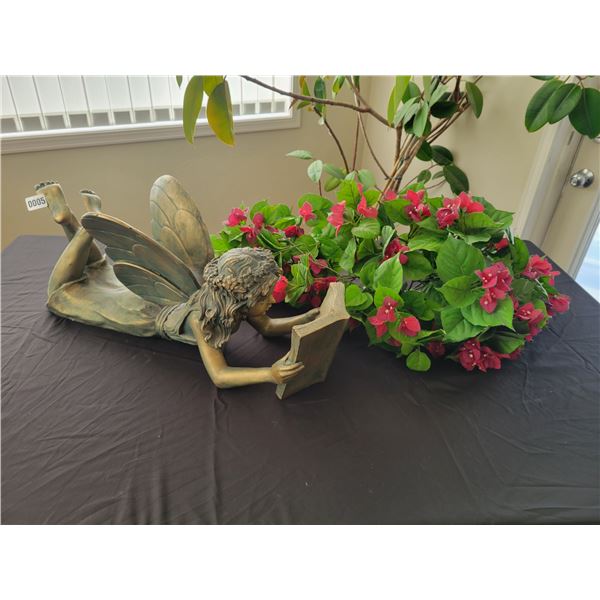 Large Fairy Ornament with Artificial Silk Plant