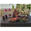 Image 1 : Burgundy Candles with Silk Plants & Wine Bottle Holder (99 Gretzky Bottle)
