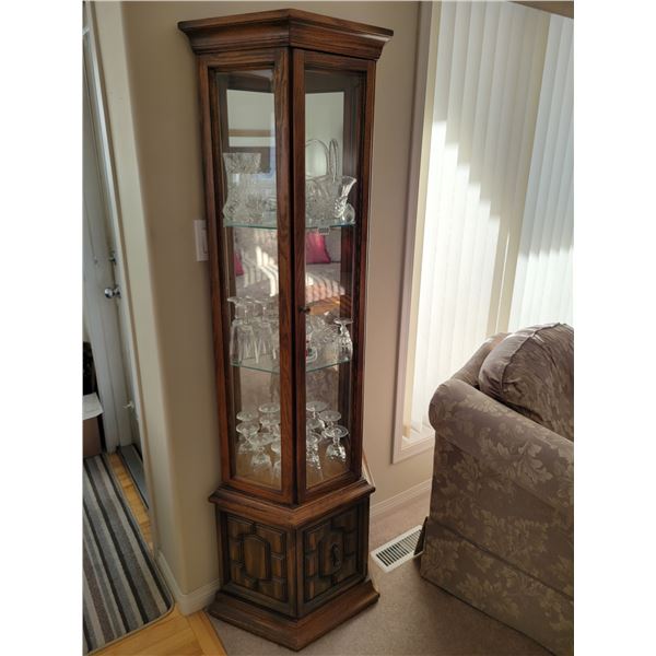 Curio Cabinet 5'5H x 1'5D with Crystal Stemware