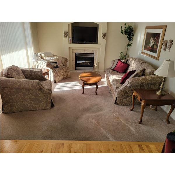 Sofa Set with Side Tables, Coffee Table & Lamps