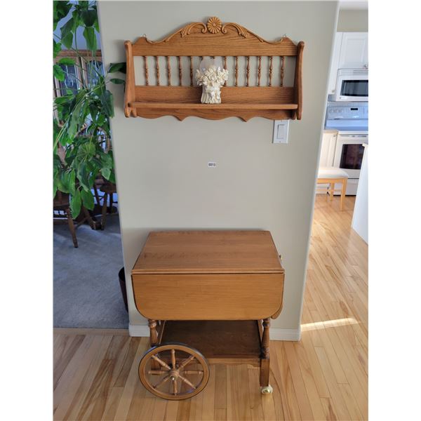 Microwave Cart on Wheels 29H x 27W x 18D with Wall Shelf & Candle