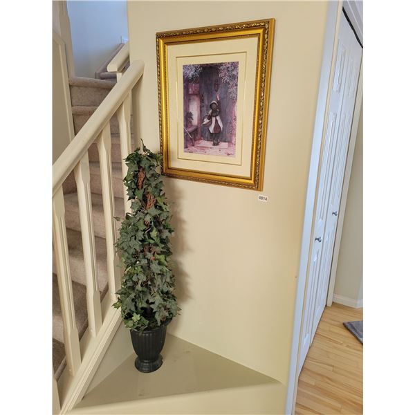 Arthur Hopkins Print 25 x 21 with Tall Silk Plant