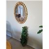 Image 1 : Large Decorative Oval Mirror & Artificial Plant