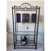 Image 1 : Tall Black Shelf with CD's & Sharp Stereo with Speakers
