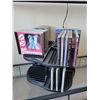 Image 4 : Tall Black Shelf with CD's & Sharp Stereo with Speakers