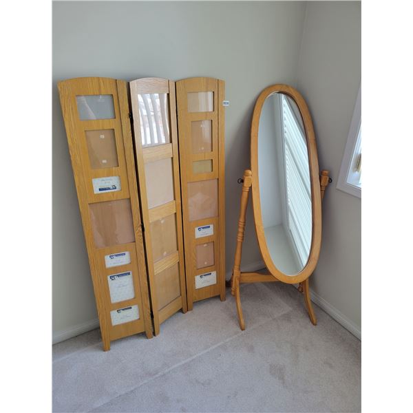 Standing Picture Frame with Standing Oval Mirror (Missing one leg)