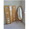 Image 1 : Standing Picture Frame with Standing Oval Mirror (Missing one leg)