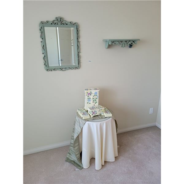 Mirror - Shelf - Table with Jewellery Boxes & Frames