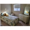 Image 1 : Twin Bed with Bedding - Dresser with Mirror & Nightstand