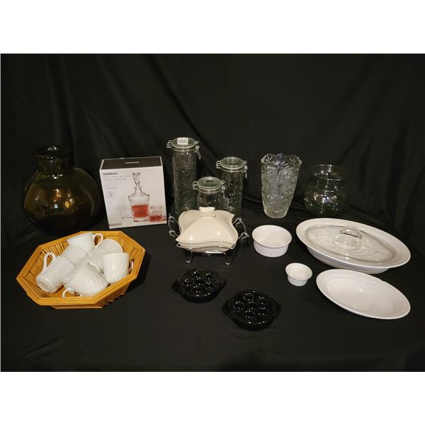 Corningware - Cups - Mushroom Cap Cookware - Crystal Vase - Glass Carafe Set