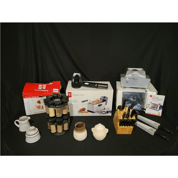 Homemax Folding Food Slicer - Deep Fryer - Showtime Petite Rotisserie Oven - Electric Corkscrew