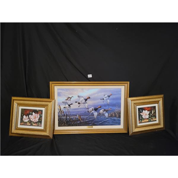 Duck Print by Terry Doughty 30 x 21 & 2 Floral Prints