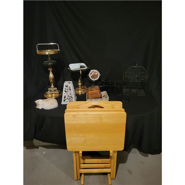 4 TV Trays - Bird Cage - Free Standing Ashtray - Lamp - Not-a-cat Cat