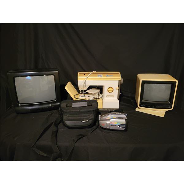 G.E. & Philips Vintage TVs - Omega Baroness Sewing Machine - Palmcorder VHSC