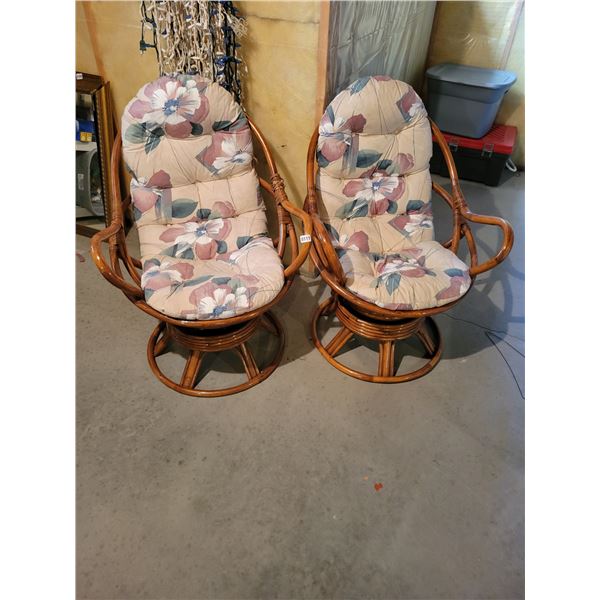Two Large Swivel Patio Chairs