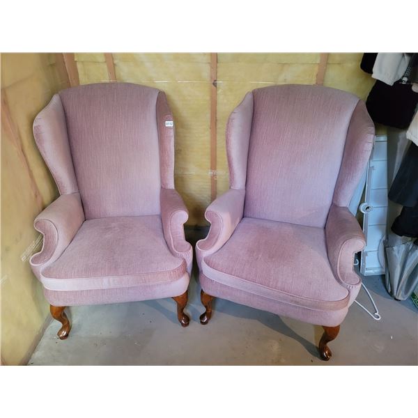 Two Arm Chairs with Flare Backs (Salmon)