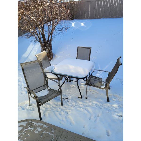 Glass Top Patio Set with 4 Chairs