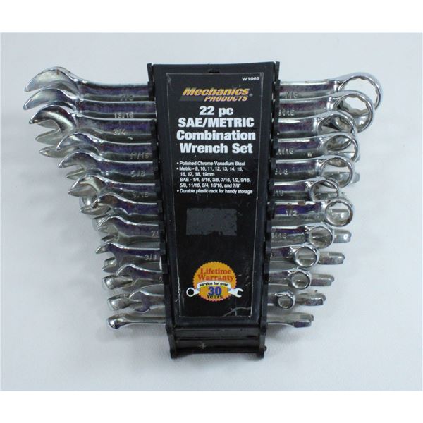22 PCS SAE / METRIC COMBINATION WRENCH SET