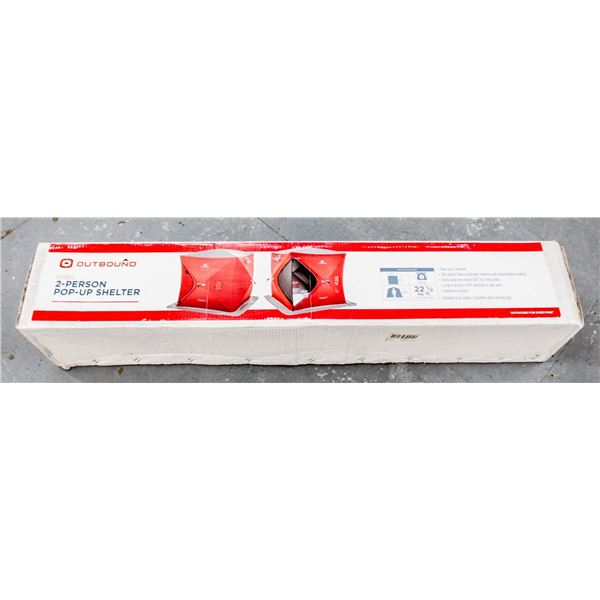 NEW OUTBOUND 2 PERSON POP UP SHELTER - 22.5 SQUARE FEET FOR YOUR ICE FISHING NEEDS