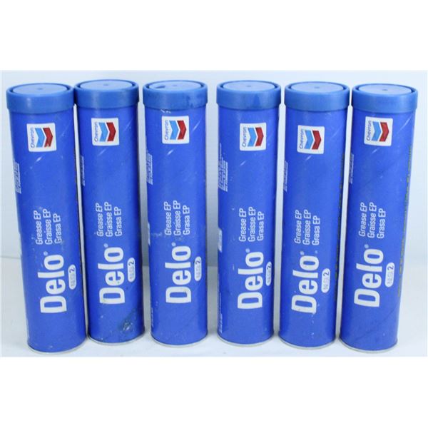 LOT OF 6 TUBES OF CHEVRON DELO NLGI #2 GREASE EP - 14OZ EACH