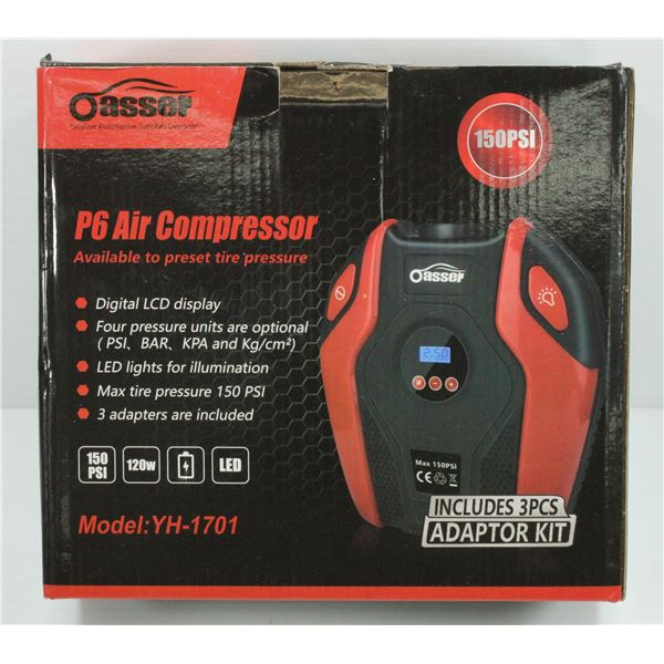 OASSER P6 AIR COMPRESSOR WITH 3 PCS ADAPTOR KIT