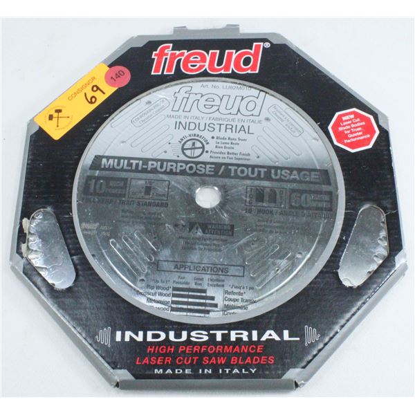 NEW FREUD 10" MULTI-PURPOSE 60 TEETH HIGH PERFORMANCE INDUSTRIAL LASER CUT SAW BLADES