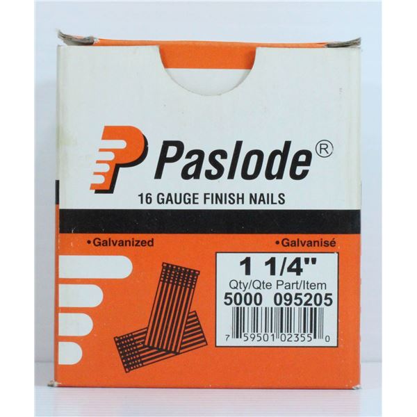 BOX OF PASLODE 16 GAUGE FINISHING NAILS 1-1/4" CONTAINS 5000 NAILS