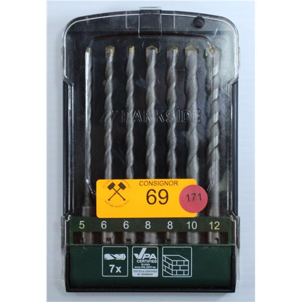 LIKE NEW PARKSIDE 7 PIECE HAMMER DRILL BIT SET