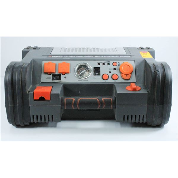 BLACK & DECKER PORTABLE POWER STATION 120V OUTLET, COMPRESSOR & INVERTER.