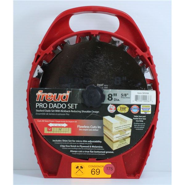 NEW FREUD PRO DADO SET 8" DIA X 5/8" ARBOR