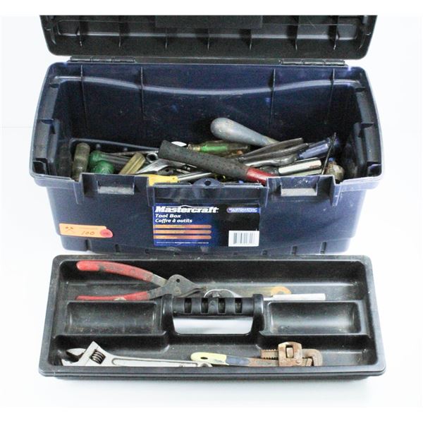 MASTERCRAFT TOOL BOX WITH VARIOUS HAND TOOLS AND OTHER CONTENTS